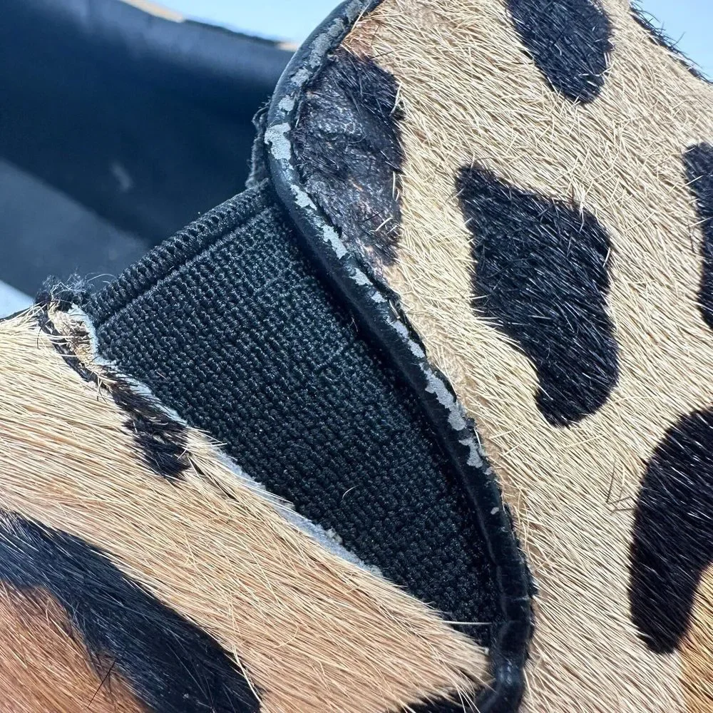 Steve Madden Shoes Womens 9M Tan Ecentrcl Animal Print Cow Hair Slip On Sneakers